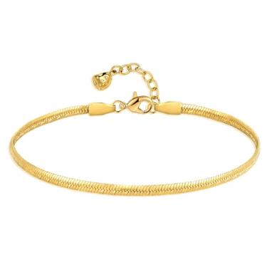 Imagem de Tornozeleira dourada feminina com corrente de cobra de flor reta 2,5 mm