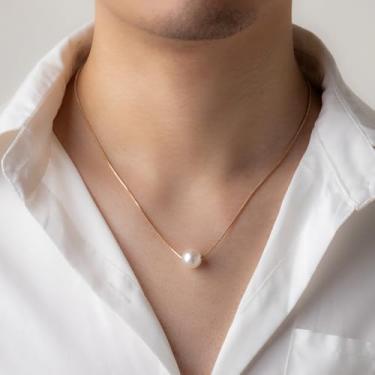 Imagem de Colar de pérolas douradas para mulheres, elegante, gargantilha de pérolas de água doce, joia delicada, presente para mãe, esposa, dia dos namorados, aniversário de casamento