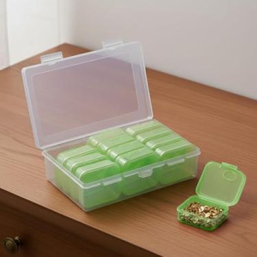 Imagem de Caixa de armazenamento portátil de joias com 12 mini recipientes, estojos de armazenamento de plástico transparente para organizador de contas de joias de viagem