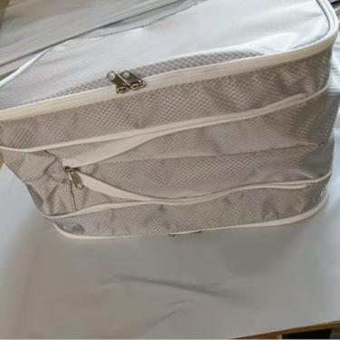 Imagem de Bolsa grande de armazenamento de nylon – Organizador de zíper duplo de qualidade, elegante e expansível, resistente a rasgos