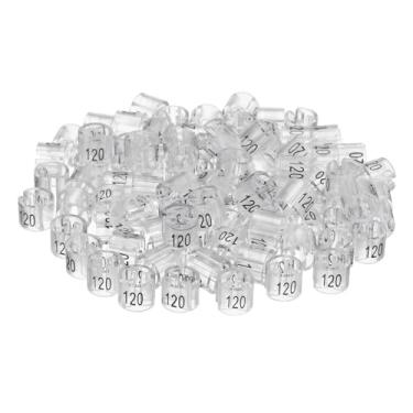 Imagem de 160 marcadores de cabide de roupas, 120 etiquetas numéricas, serve para varão de 3,5 mm, clipes de cabide de tamanho de vestuário, etiqueta de codificação de cores para cabides de roupas, transparente
