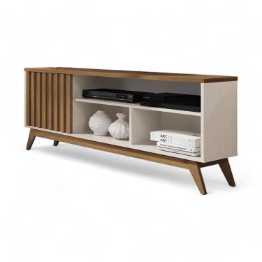 Imagem de Rack Malbec Wood Ripado Off White e Freijo Giga