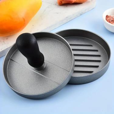 Imagem de Prensa de hambúrguer, máquina de hambúrguer de alumínio antiaderente para carne bovina, vegetais, rissóis de queijo, churrasqueira e churrasqueira (12 cm)