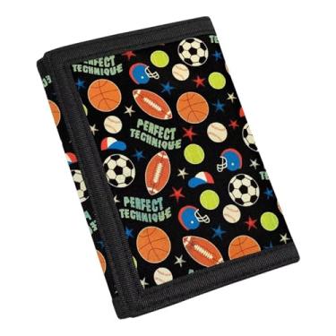 Imagem de Carteira infantil de três dobras com bolsos para moedas, carteira externa com gancho e laço para compras, Bola fofa