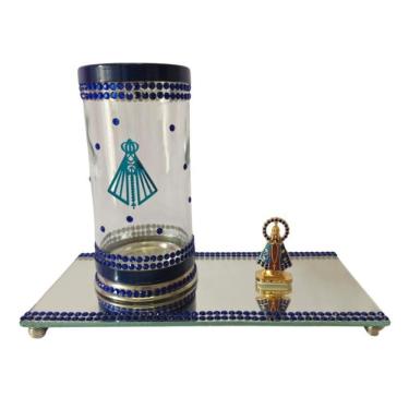Imagem de Kit Altar Porta Vela Escultura Nossa Senhora Aparecida