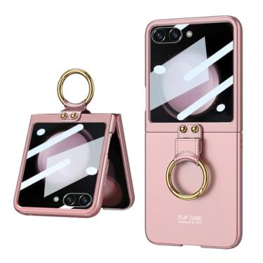 Imagem de Capa de telefone com anel galvanizado para Samsung Galaxy Z Flip 5 Flip5 5G Capa protetora de plástico rígido, rosa, para Galaxy Z Flip5