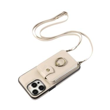Imagem de Capa de telefone tipo carteira crossbody com anel para iPhone 15 14 Plus 13 12 Mini 11 Pro XS Max XR XS X 7 8 SE2020, branca, para iPhone 7Plus (8Plus