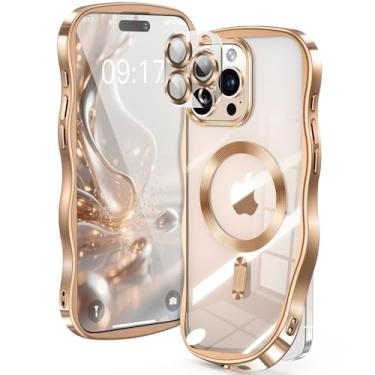 Imagem de [Anel de CD e borda ondulada encaracolada] para iPhone 15 Pro, 2025 atualizado [proteção total da câmera] [compatível com Mag-Safe] Capa transparente macia não amarelada para 15 Pro 6,1 polegadas