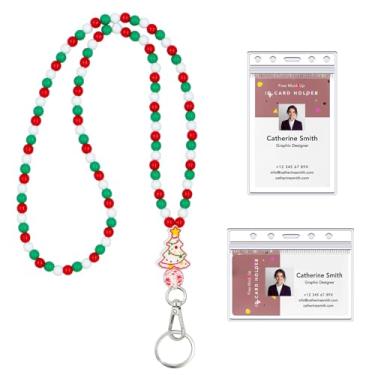 Imagem de Cordões de Natal para professores de identificação, cordão de silicone com contas de presente para mulheres, porta-chaves de árvore de Natal vermelho fofo para enfermeiras, professores, estudantes