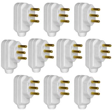 Imagem de Kit com 10 Plugues Macho 3 pinos 2P T Legrand 10A 250V Branco  Ref. 61