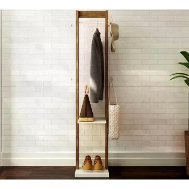 Imagem de Cabideiro Mancebo De Chão Multiuso Az1019 Branco Nogal Branc