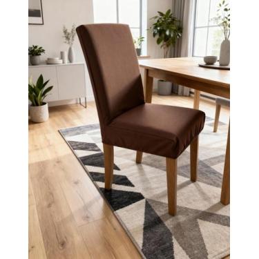 Imagem de Kit 8 Capas Para Renovar Cadeira Jantar Decoração Luxo Marrom Veneza L