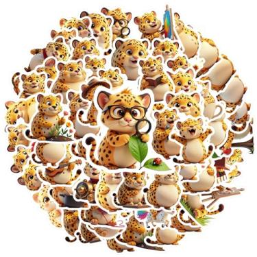 Imagem de 50 peças de adesivos de recompensa de professores de animais leopardo adorável adesivo de PVC para telefone faça você mesmo, laptop, scrapbook, bicicleta, mala, telefone, bagagem, laptop, guitarra