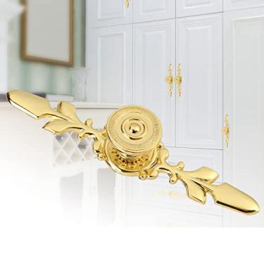 Imagem de Puxador europeu de móveis, puxador de porta de armário de gaveta de liga de zinco, design retrô, quatro cores para armário, gaveta, baú, cômoda (com puxador (conjunto pequeno de dourado)