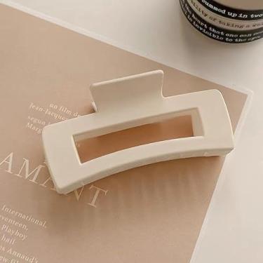 Imagem de 1 grampo de cabelo grande minimalista bege de 10,5 cm para mulheres, grampo de cabelo retangular fosco, clipe de mandíbula antiderrapante para cabelos grossos e finos, acessório de cabelo elegante