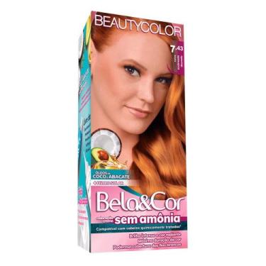 Imagem de Tintura Bela&Cor Ruivo Sem Amônia Acobreado Dourado 7.43 - Bela e Cor