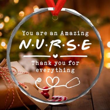 Imagem de Incrível lembrança de apreciação da enfermeira – Presente de agradecimento para enfermeira, formatura ou aniversário – Ornamento de vidro redondo