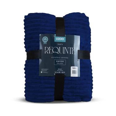 Imagem de Manta Microfibra Requinte Queen Canelada 220x240cm - Uzoo Manta Microfibra Flannel Requinte Queen Canelada 220x240cm Azul