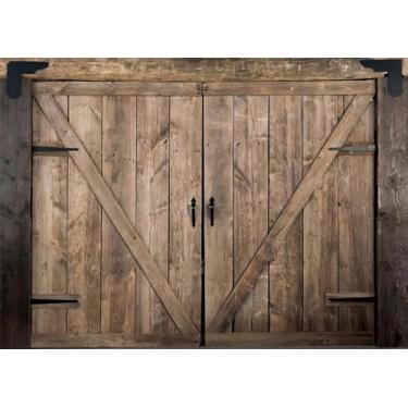 Imagem de Cenários de porta de celeiro de madeira rústica para fotografia 3 x 2,4 m, porta de madeira retrô para aniversário com tema ocidental, chá de bebê, decoração de festa de casamento, faixa de fazenda