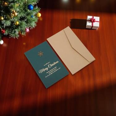 Imagem de 1 conjunto de cartão de felicitações de Natal floco de neve de Natal com papel envelope verde enegrecido 17,3 cm x 10,4 cm