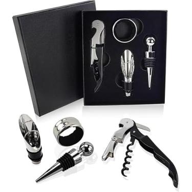 Imagem de Kit Abridor de Vinho e Saca-Rolhas, Conjunto com 4 Peças para Garrafas de Vinho