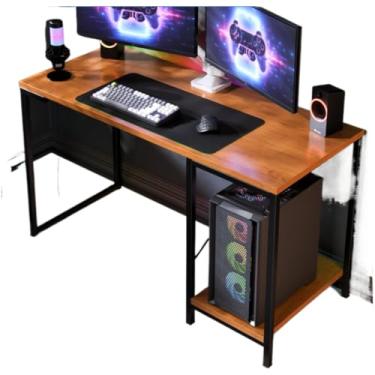Imagem de Mesa Para Jogos Em Estilo Industrial Para EscritóRio DoméStico | Com Prateleira De Armazenamento, Adequada Para Computadores(Preto Canela)