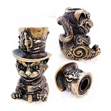 Imagem de Pingente de contas de corda de metal CooB EDC, pingente, miçanga de barba de cabelo. Contas de corda de paraquedas de luxo fundidas à mão para pulseira de corda de paraquedas personalizada, cordão de faca etc. Crânio, Predador, Star Wars, Animais (1 peça/lote), CHESHIRE CAT