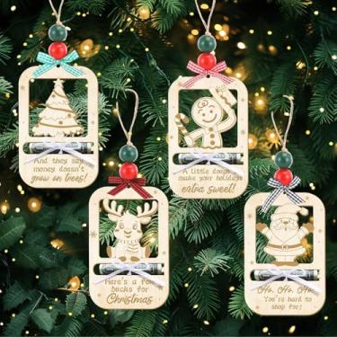 Imagem de Capoda Pacote com 24 porta-dinheiro de Natal, presente de Natal divertido de madeira, árvore de papai noel, alce, pão de gengibre, clipe para dinheiro, decoração de cartão de Natal, inverno, férias