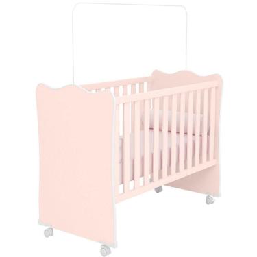Imagem de Berço Infantil Mdp Com Rodízios Doce Mel Rosa Acetinado