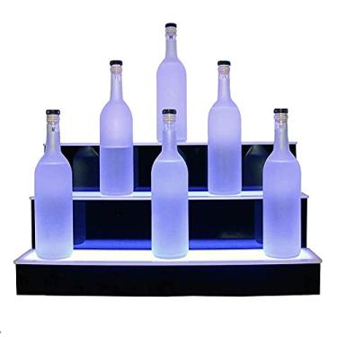 Imagem de Prateleira de exibição de garrafa de licor iluminada em 3 etapas com luzes LED que mudam de cor, exibição de garrafa acrílica iluminada com controle remoto para casa / bar comercial
