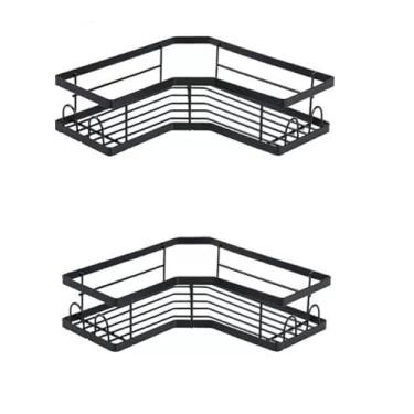 Imagem de Kit 2 Suporte De Shampoo Prateleiras De Banheiro Sem Furo Armazenamento de organizador - Organizador de Banheiro Adesivo, Prateleira para Box e Banheira(Preto-2uni)