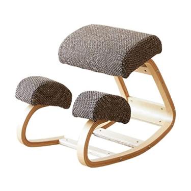 Imagem de GNHGDFFDF Cadeira de escritório cadeira de balanço ajoelhada almofada espessa móveis de escritório doméstico ergonômico balanço madeira ajoelhado cadeira de computador