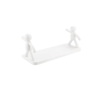 Imagem de Duas Prateleiras de Armazenamento, Estilo Estatueta de PláStico Com Suporte, Adequadas Para Uso No Banheiro e Na Cozinha.(Branco 1UN)