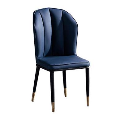 Imagem de Cadeira de jantar, cozinha, sala de jantar, móveis, cadeiras nórdicas, encosto nórdico, cadeira de jantar moderna e simples para escritório, sala de jantar, cozinha, quarto (cor: azul escuro)
