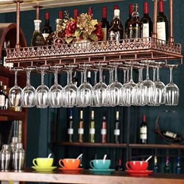 Imagem de Bar Wine Rack Restaurante Wall Mounted Wine Bottle Rack Bronze Hanging Iron Art Vermelho Altura Ajustável Casa Rústica De Cabeça Para Entusiastas de Vinho 120X35Cm