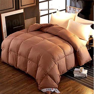 Imagem de EESCZVGBDX Edredom de pluma de ganso branco para todas as estações, edredom 4,5 com enchimento de edredom com sensação de pena clássica, antialérgica e quente, com abas de canto