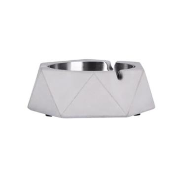 Imagem de ZABEES Cinzeiro de mesa criativo estilo industrial cinzeiro de cimento forro de aço inoxidável geométrico cinzeiro personalidade decoração, cinza claro