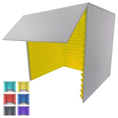 Imagem de JYXYXSCP Estúdio de gravação portátil, cabine de isolamento de microfone, gabinete à prova de som para estúdio doméstico para gravação de música (amarelo)