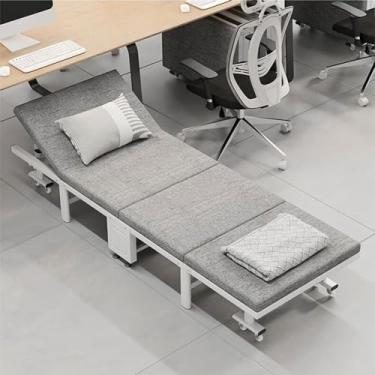 Imagem de JYXYXSCP Cama dobrável com colchão, cama portátil para adultos com encosto ajustável, estrutura dobrável de aço reforçado, beliches dobráveis (70 cm)