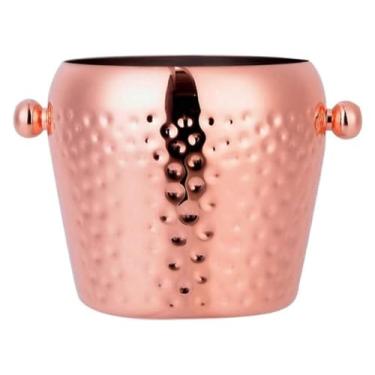 Imagem de JYXYXSCP Barra facilmente movida balde de gelo coquetel cerveja aço inoxidável vinho martelo ponto redondo cilindro de gelo barra (R G, 14 cm) (R G 11 cm)