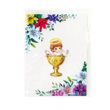 Imagem de Cartão de felicitações para batismo | Cartão de confirmação de anjo, suprimentos portáteis para festas, decoração colorida de berçário para chá de bebê, batizado