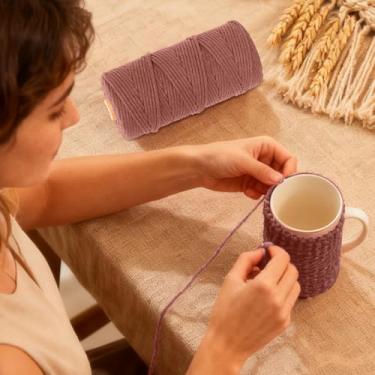 Imagem de Fio de algodão, corda artesanal macia para macramé, projetos de bricolage e muito mais, perfeita para pendurar na parede e decoração de casa