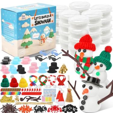 Imagem de KESOCORAY 24 Pack Build a Snowman Kit with Personalized Name Tags,Indoor Christmas Crafts for Kids, Air Dry Modeling Clay, DIY Snowman Decorations Stocking Stuffers (Girls/Boys)