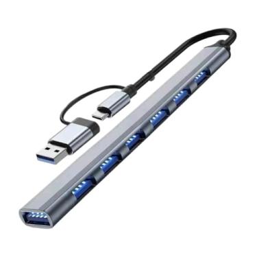 Imagem de Hub USB 3.0, divisor de hub USB de alta velocidade com 7 portas para laptop, pen drive, console, impressora, câmera, teclado, mouse