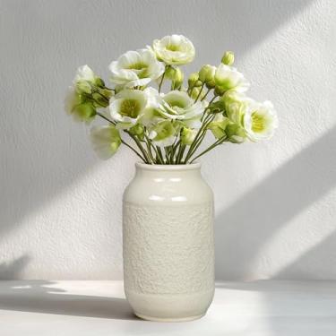 Imagem de Wancetang Vaso de cerâmica branca para flores, vaso decorativo moderno de 22 cm para decoração de casa, centros de mesa, sala de estar, banheiro, cozinha, jarrones decorativos para sala