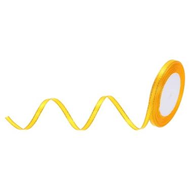 Imagem de Fita de cetim de 1/10.2 cm de largura com bordas douradas fita de tecido de gorgorão para embrulho de presente buquê de casamento, ouro