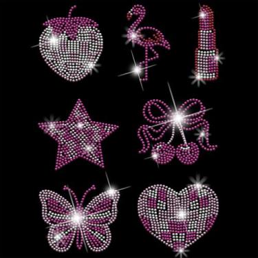 Imagem de SUPERDANT Borboleta amor cristal strass ferro em transferência morango glitter strass aplique adesivos DIY transferência decalque para roupas camisetas moletons jaquetas saco travesseiros 32 x 24 cm