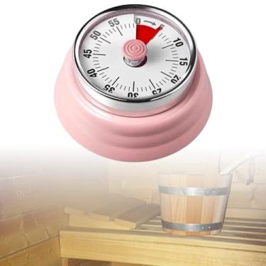 Imagem de VOVCIG Temporizador de sauna de aço inoxidável, relógio mecânico, acessório de sauna para salas de sauna e spas, até 55 minutos, acionamento automático mecânico, sem necessidade de baterias (rosa)