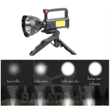 Imagem de Lanterna Holofote Mão Recarregável Com Suporte Tripe 1500 Metros Prova