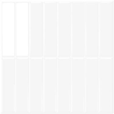 Imagem de MOCART 20 peças de azulejos de mármore adesivos à prova d'água 30 cm x 30 cm para bancada de cozinha, banheiro, azulejos de parede de metrô, branco